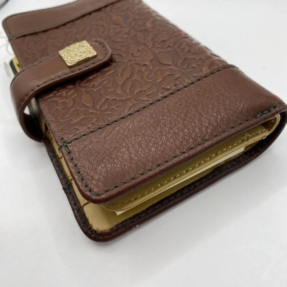 Vintage‎ Liz Claiborne Embossed Tooled Leather Bifold Wallet With Pen Brown NIB